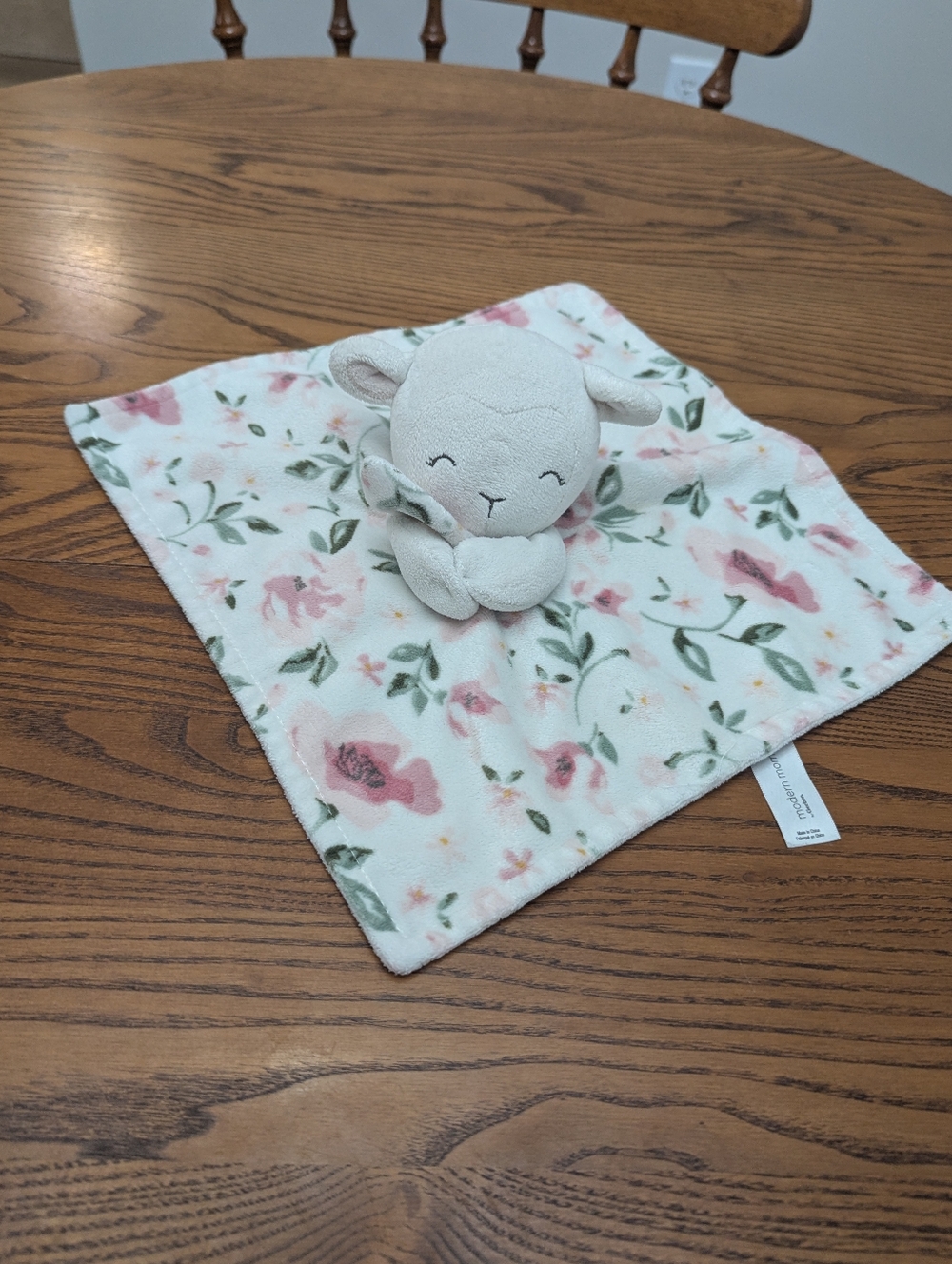 Modern Baby Gerber-  Lamb Lovey Comfort Blanket. Floral Security Blanket.